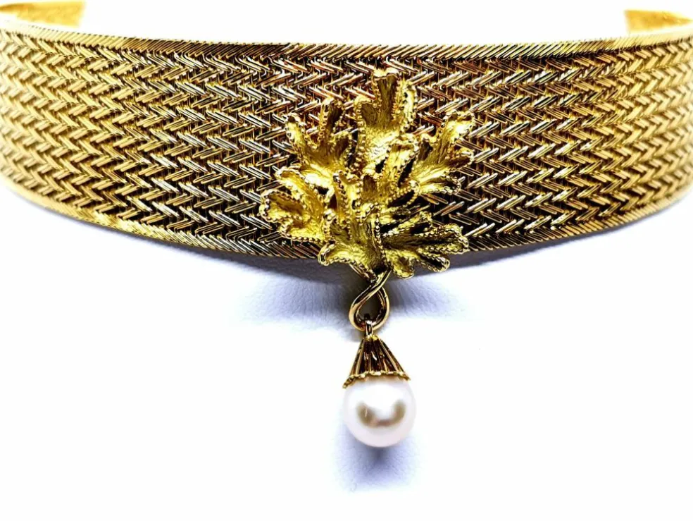 Collier Ras de cou Or jaune Perle