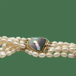 Collier ras de cou or jaune et blanc - Perles de culture baroque