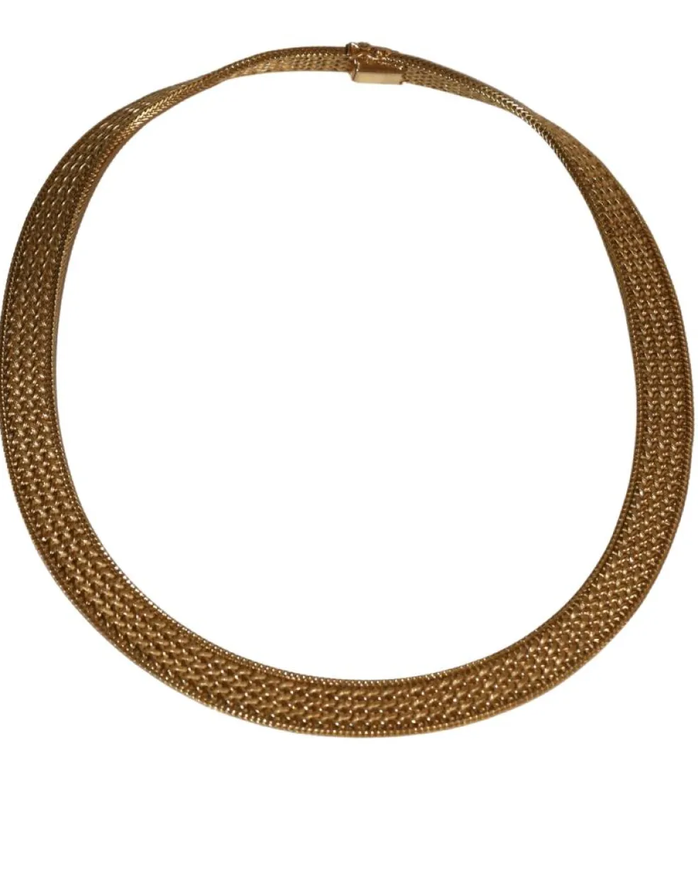 Collier Ras de Cou Rétro Or Jaune Maille Polonaise