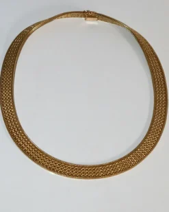 Collier Ras de Cou Rétro Or Jaune Maille Polonaise