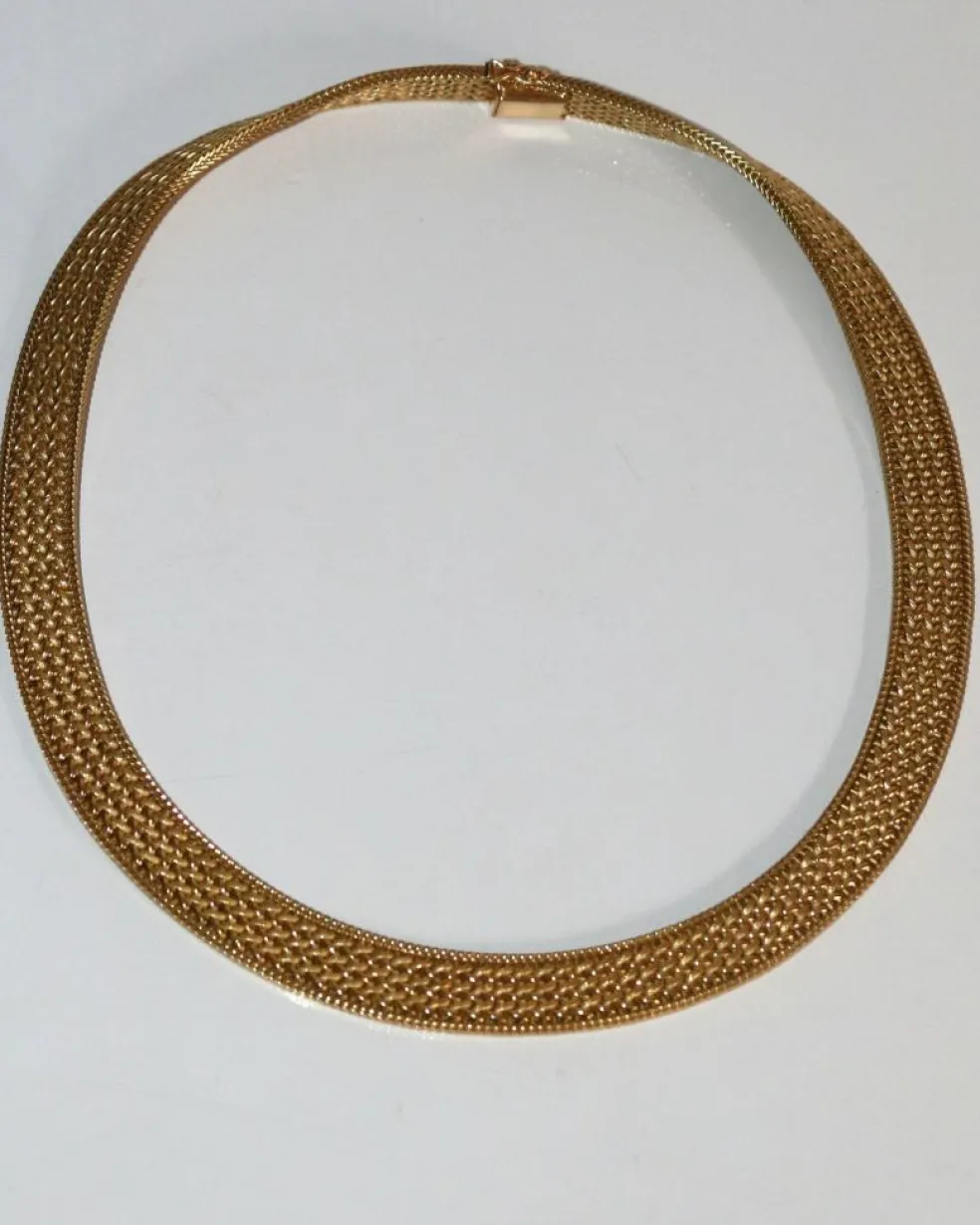 Collier Ras de Cou Rétro Or Jaune Maille Polonaise