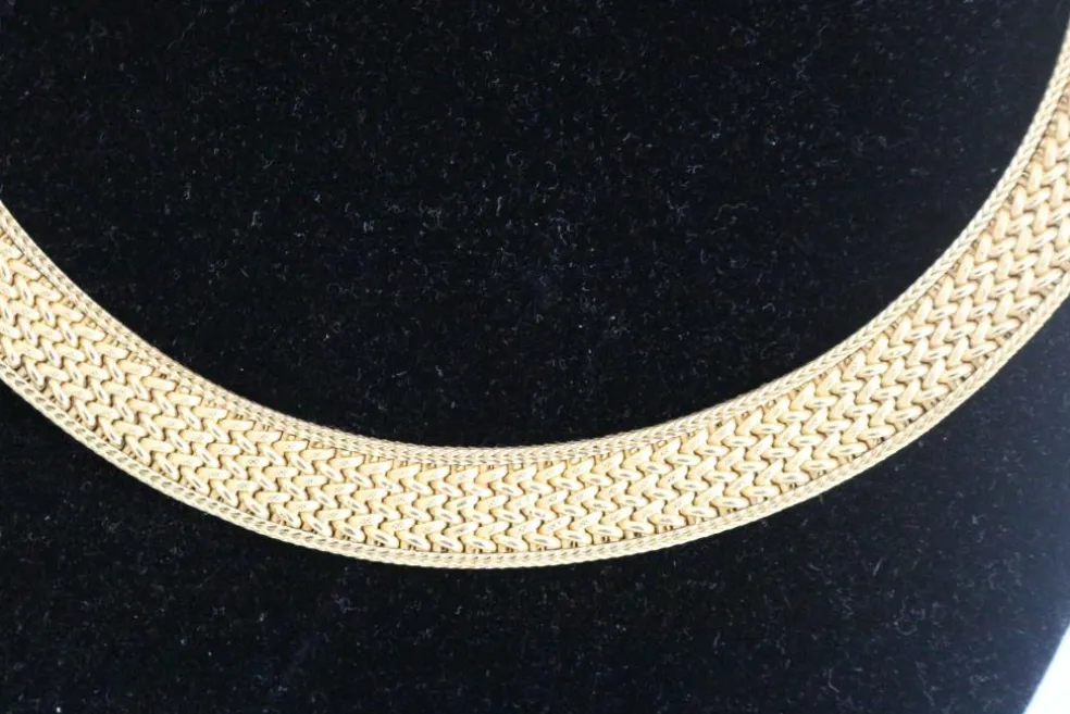 Collier Ras de Cou Rétro Or Jaune Maille Polonaise