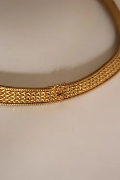 Collier Ras de Cou Rétro Or Jaune Maille Polonaise