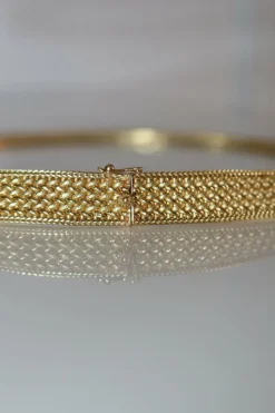 Collier Ras de Cou Rétro Or Jaune Maille Polonaise