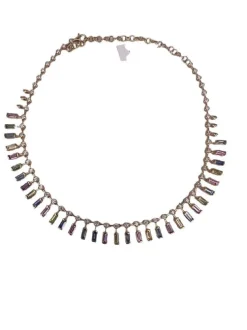 Collier ras du cou en saphir arc-en-ciel et diamant