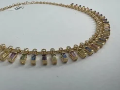 Collier ras du cou en saphir arc-en-ciel et diamant