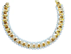 Collier Ras-de-Cou Vintage diamants, citrines et perles