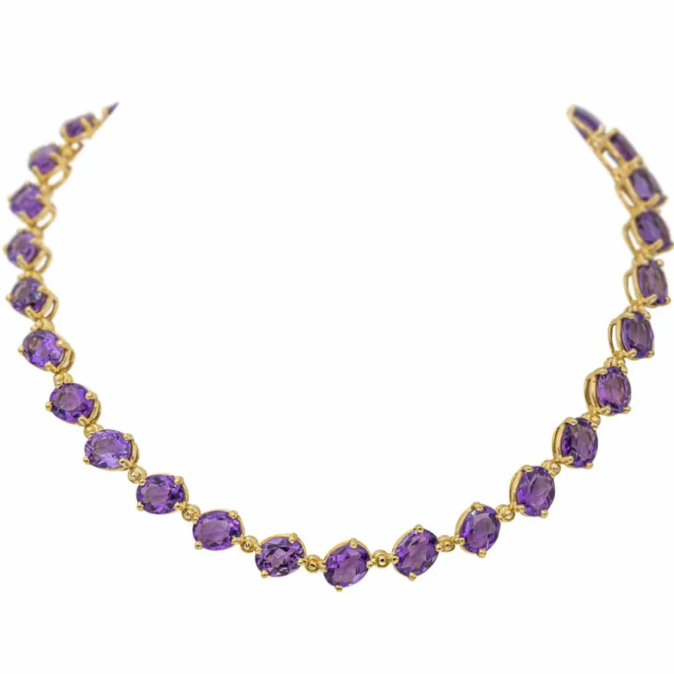 Collier Rivière Or jaune Améthyste