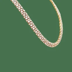 Collier "Rivière" or jaune, diamants.