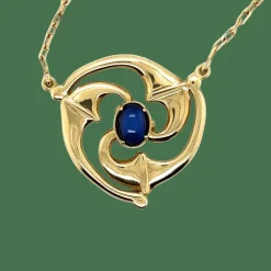 Collier rosace Saphir Or jaune