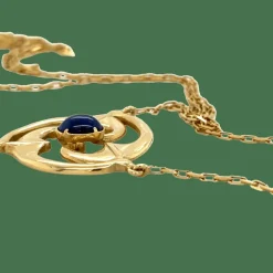 Collier rosace Saphir Or jaune