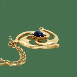 Collier rosace Saphir Or jaune