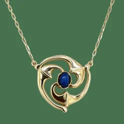 Collier rosace Saphir Or jaune