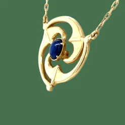 Collier rosace Saphir Or jaune