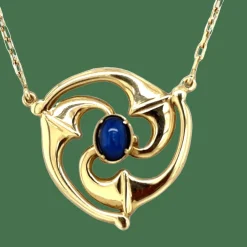 Collier rosace Saphir Or jaune