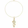 Collier rétro or jaune diamant Etoiles en cascade