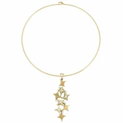 Collier rétro or jaune diamant Etoiles en cascade