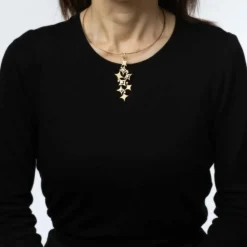 Collier rétro or jaune diamant Etoiles en cascade