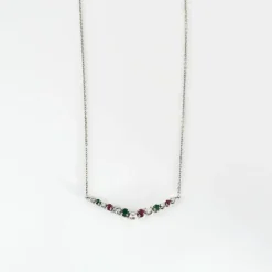 Collier rubis, émeraudes, brillants
