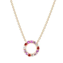 Collier saphirs multi couleurs or rose