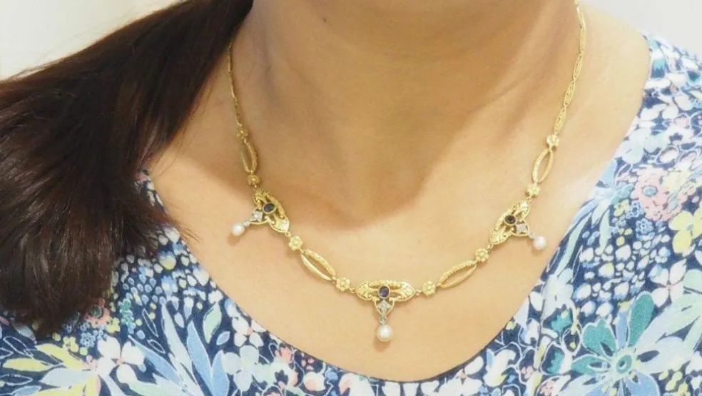Collier Saphirs, Perles & Diamants