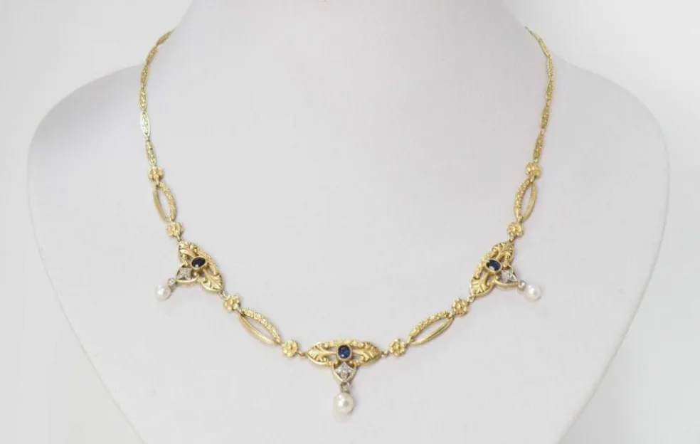 Collier Saphirs, Perles & Diamants