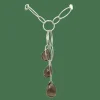 Collier sautoir or blanc et quartz fumé