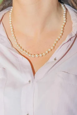 Collier Sautoir Or blanc Perle, Diamant