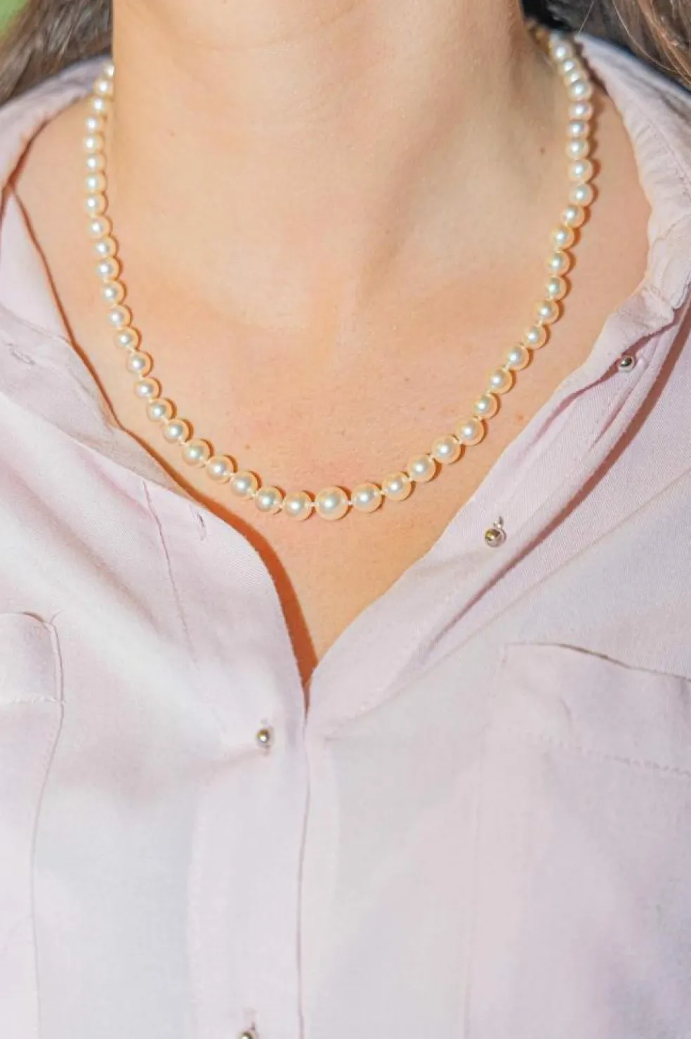 Collier Sautoir Or blanc Perle, Diamant