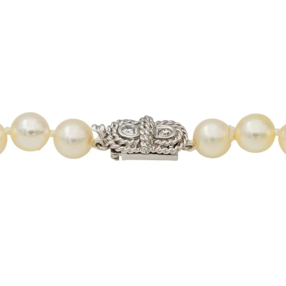 Collier Sautoir Or blanc Perle, Diamant