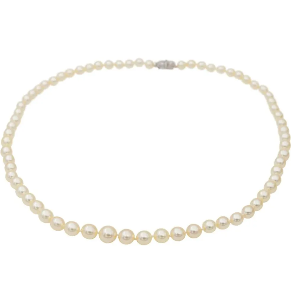 Collier Sautoir Or blanc Perle, Diamant