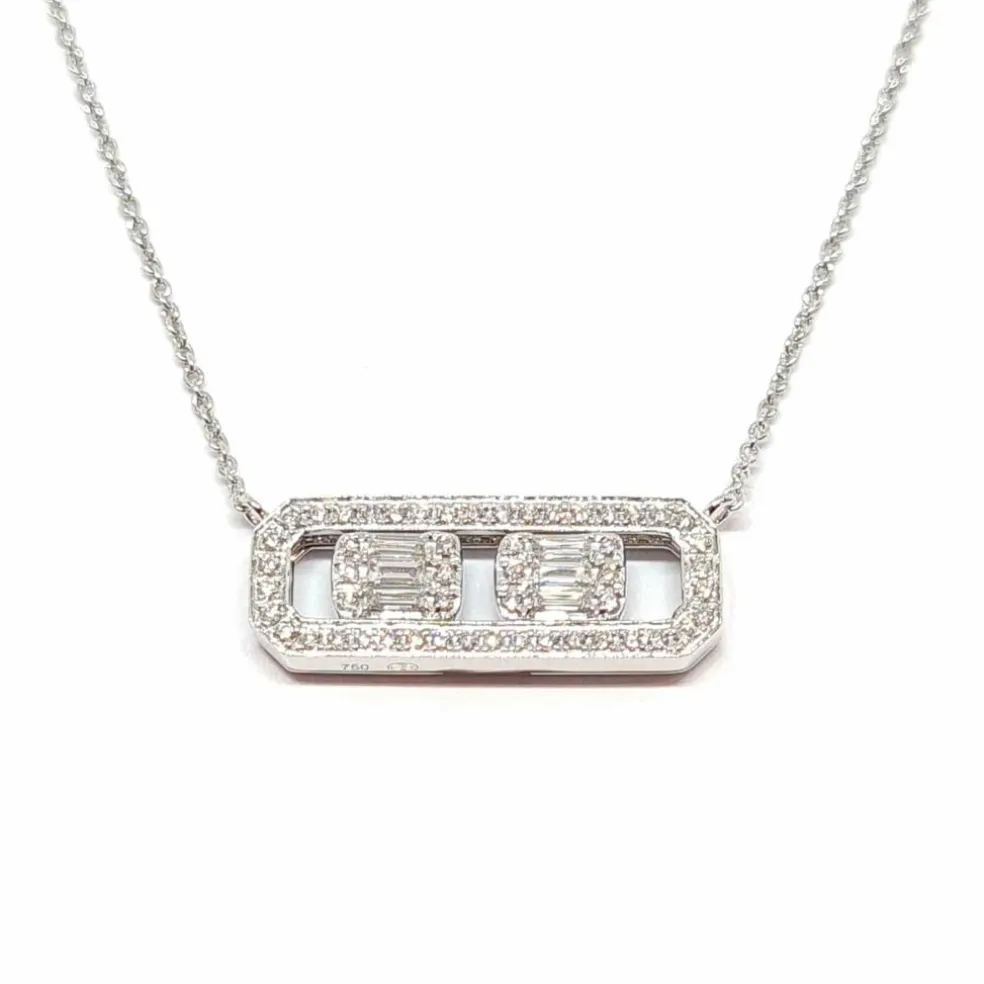 Collier slide or blanc diamants