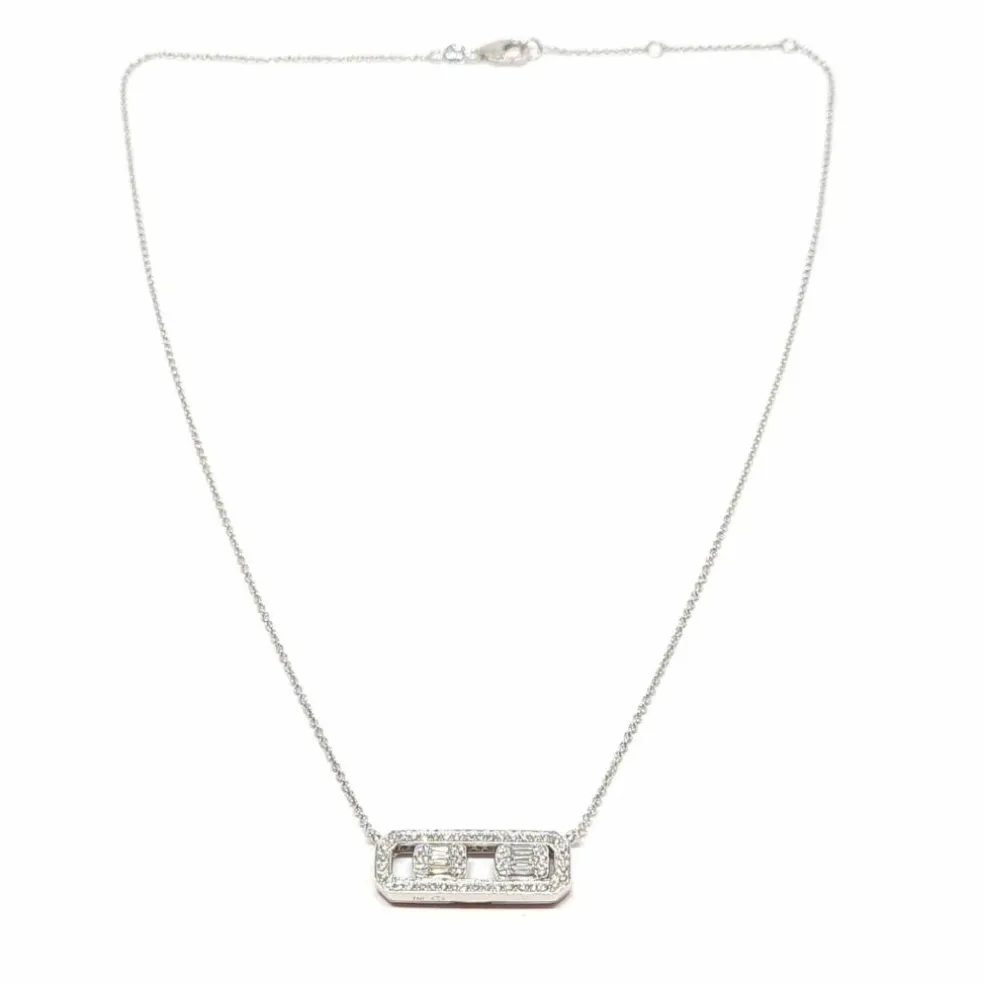 Collier slide or blanc diamants