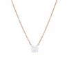 Collier solitaire deux ors, diamants.