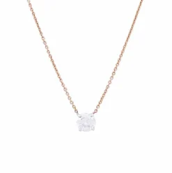 Collier solitaire deux ors, diamants.