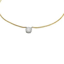 Collier solitaire deux ors diamants de 2,17 carats.