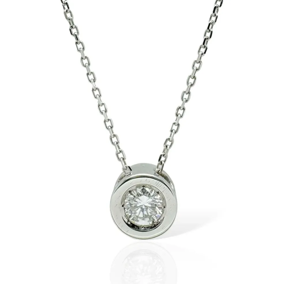 Collier Solitaire diamant et or blanc