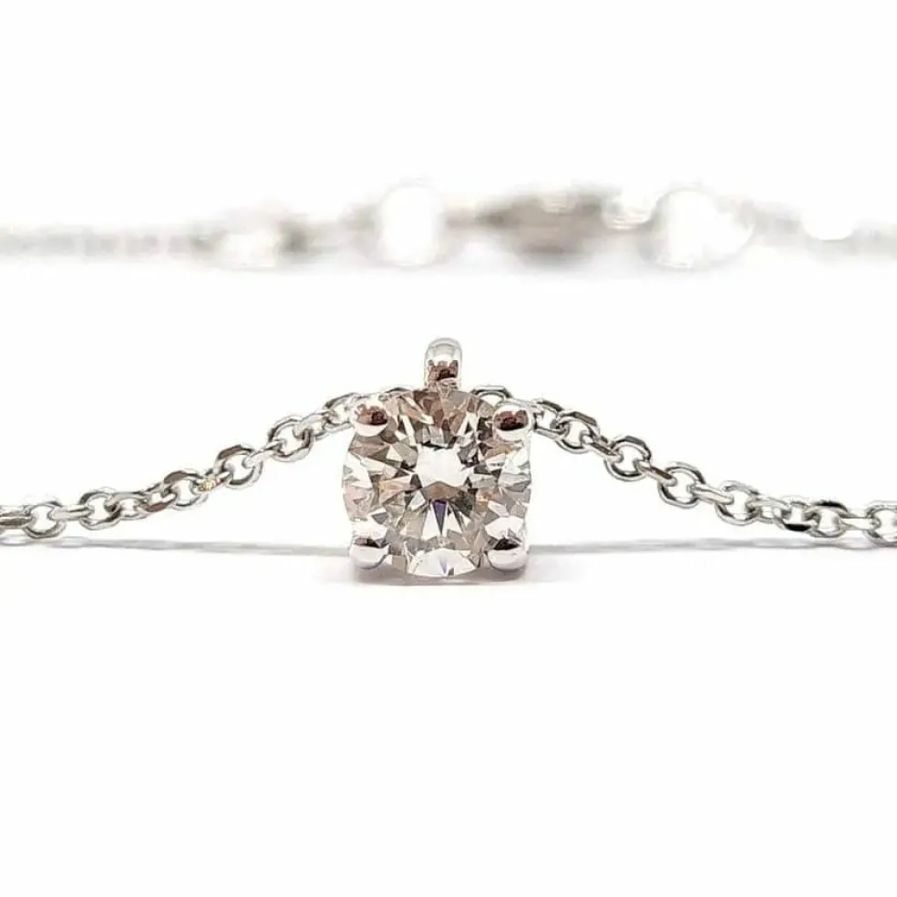Collier solitaire diamant or blanc