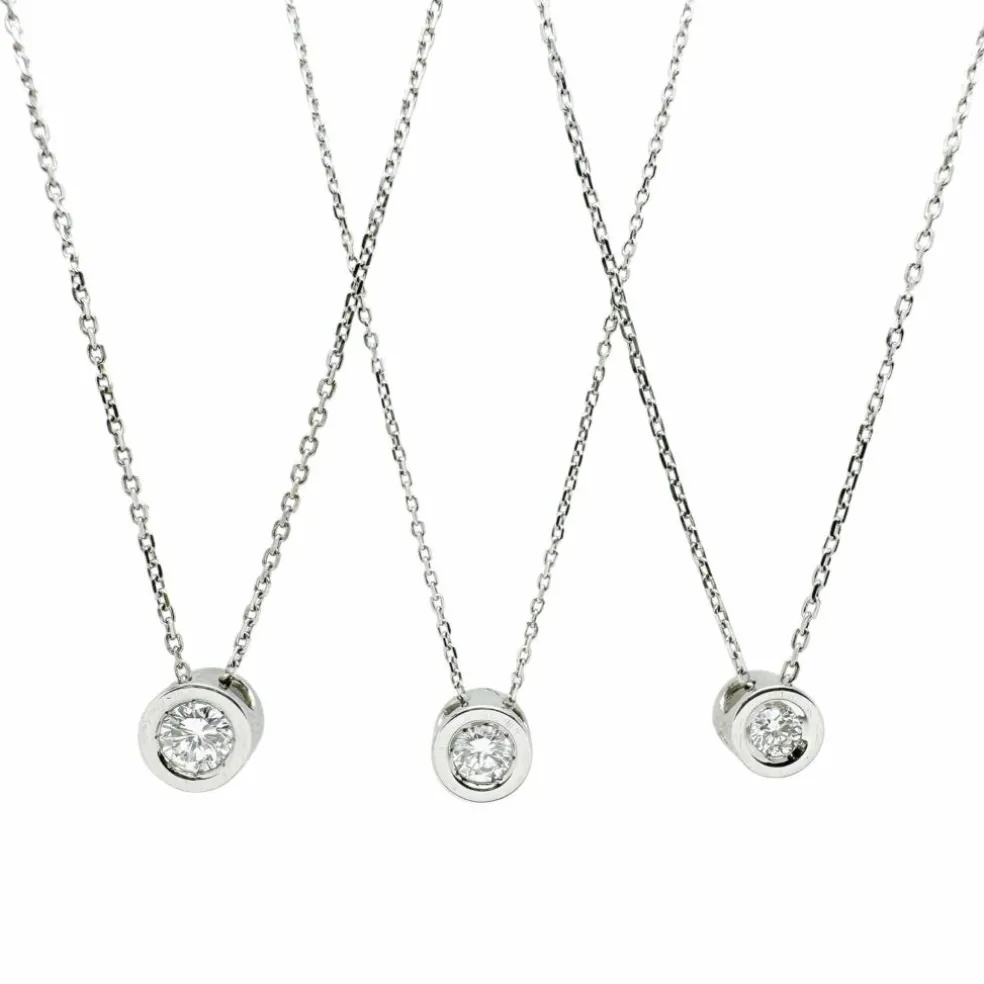 Collier Solitaire diamant et or blanc