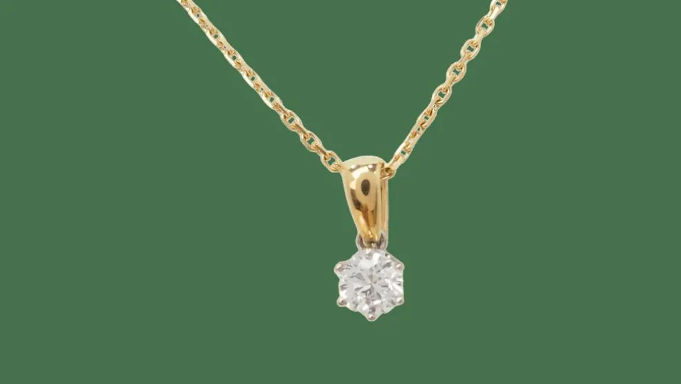 Collier solitaire or bicolore diamant