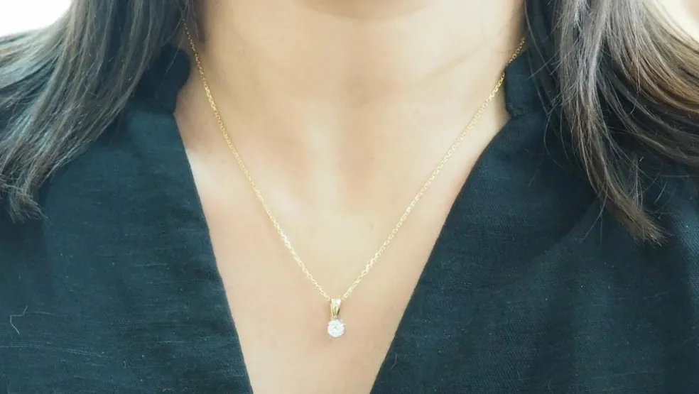 Collier solitaire or bicolore diamant