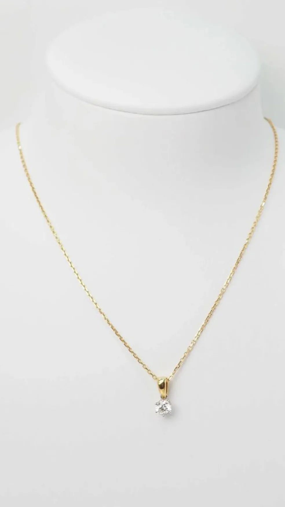 Collier solitaire or bicolore diamant