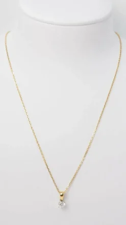 Collier solitaire or bicolore diamant