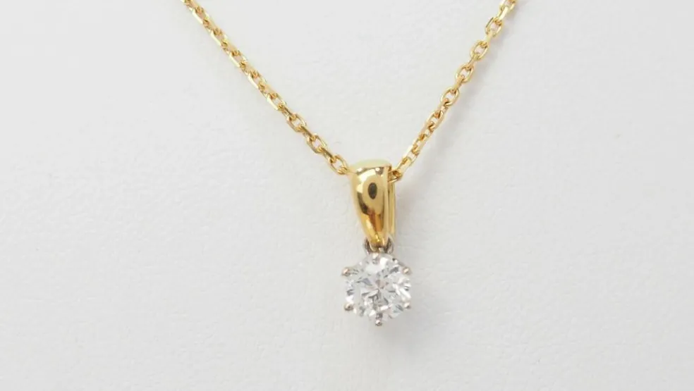 Collier solitaire or bicolore diamant