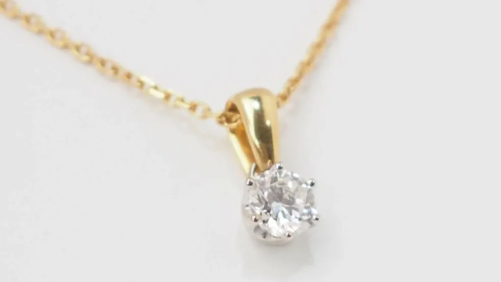 Collier solitaire or bicolore diamant