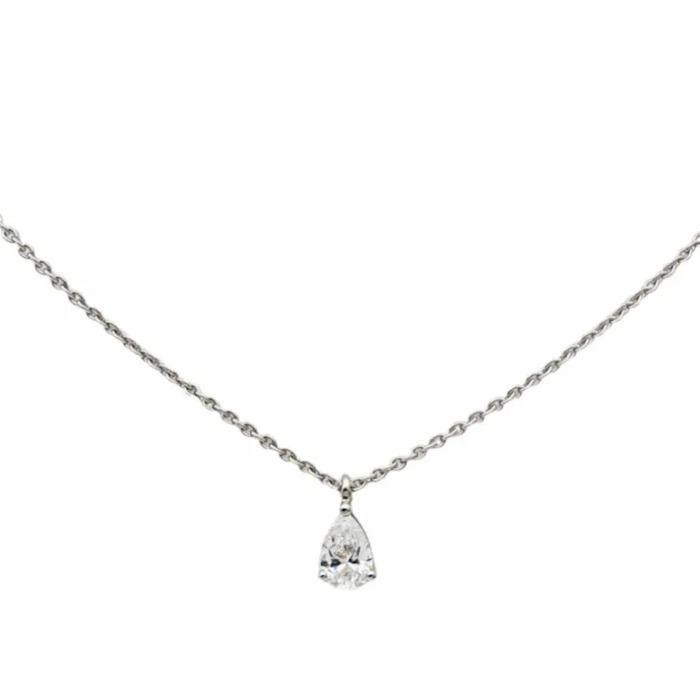 Collier Solitaire Or blanc Diamant