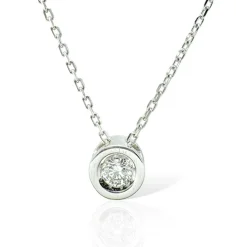 Collier Solitaire or blanc diamant