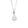 Collier Solitaire Or Blanc et Diamant Poire