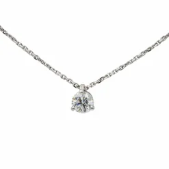 Collier Solitaire Or blanc Diamant