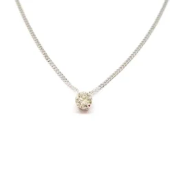 Collier solitaire or blanc diamant